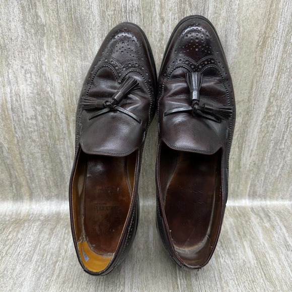 Allen Edmonds Manchester Mens 11B Merlot Burnished Wingtip Tassel Loafers Shoes - Picture 8 of 12